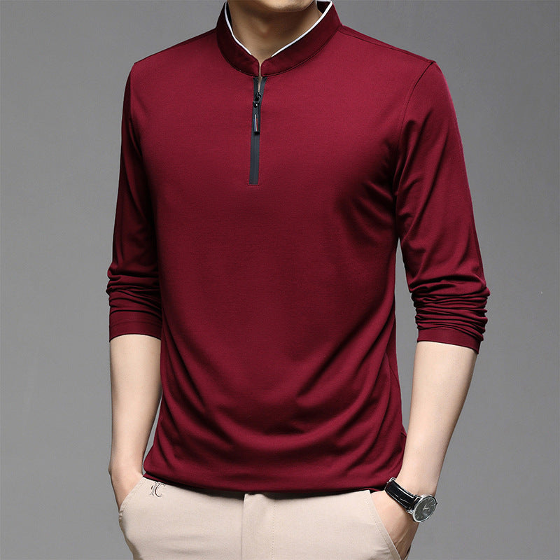 Men's High Collar Cotton Top