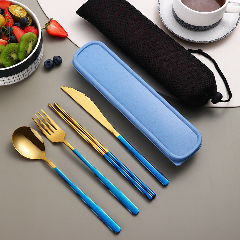 Portable 304 Cutlery Set Gold Color