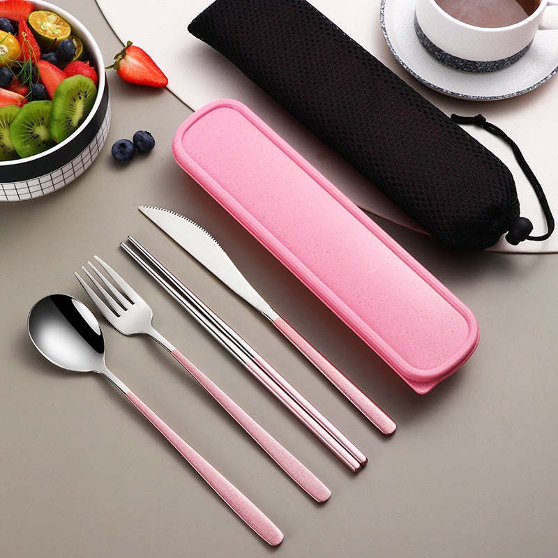 Portable 304 Cutlery Set Gold Color