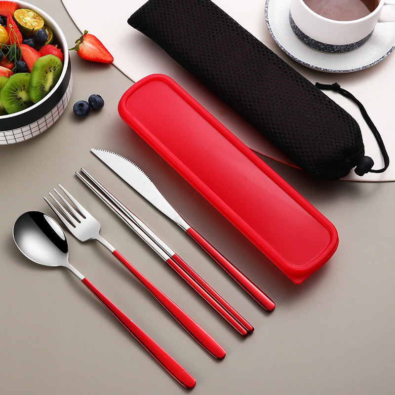 Portable 304 Cutlery Set Gold Color