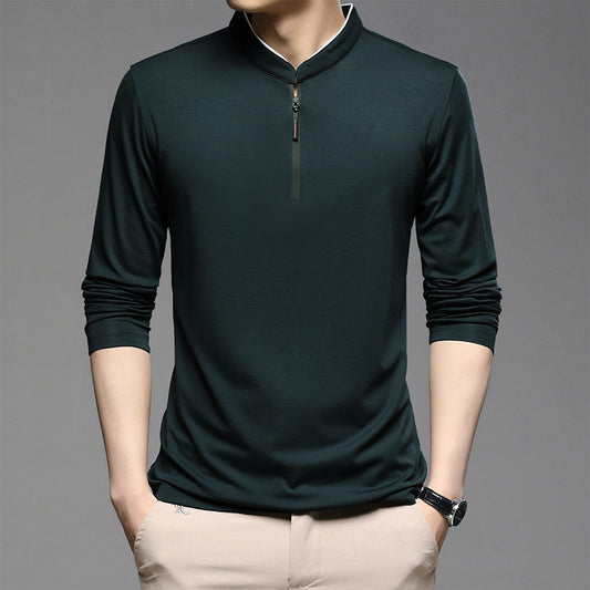 Men's High Collar Cotton Top